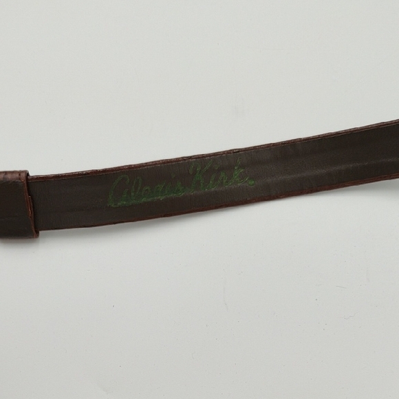 Vintage Alexis Kirk Large Gold Tone Etrusca Brown Leather Belt